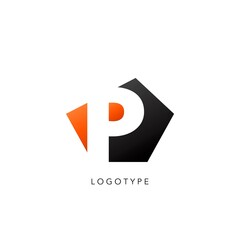 Initial Letter P logo icon. Vector design concept abstract techno geometrical shape with negative letter P logo icon.
