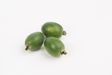 Feijoa fruit on white background