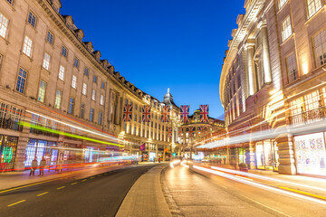 Regent Street in London at night