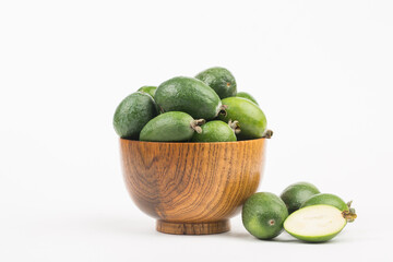 Feijoa fruit on white background