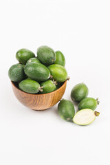 Feijoa fruit on white background