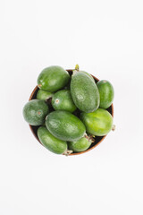 Feijoa fruit on white background