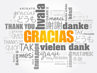 Gracias (Thank You in Spanish) word cloud concept