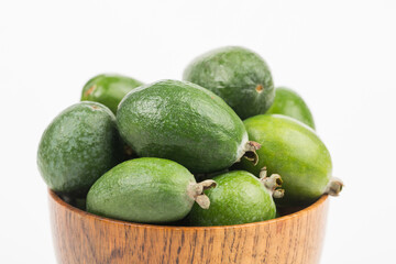 Feijoa fruit on white background