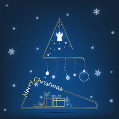 Beautiful blue Christmas background with modern Christmas tree design