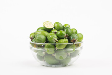 Feijoa fruit on white background