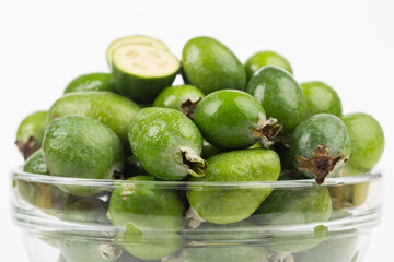 Feijoa fruit on white background