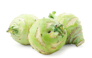 Fresh kalrabi cabbage on a white background. Isolated