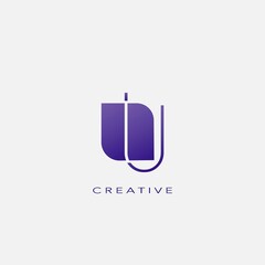Initial Letter U Logo Icon, simple abstract techno geometrical shape with negative letter logo vector design.