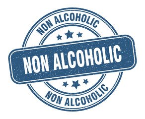 non alcoholic stamp. non alcoholic label. round grunge sign