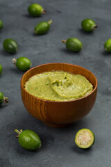 Feijoa fruits and feijoa smoothie