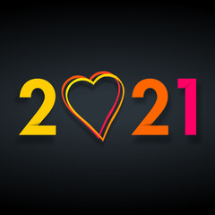 2021 - happy new year 2021 snow - heart - colorful