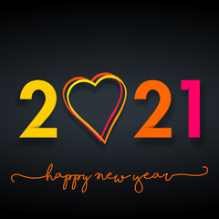 2021 - happy new year 2021 snow - heart - colorful