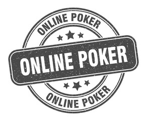 online poker stamp. online poker label. round grunge sign