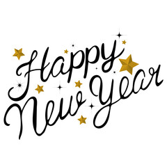 Happy New Year, lettering Greeting Card design circle handmade calligraphy. Vector illustration. Vector eps.