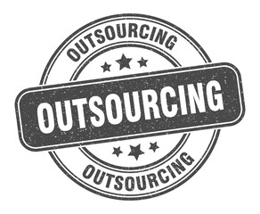 outsourcing stamp. outsourcing label. round grunge sign