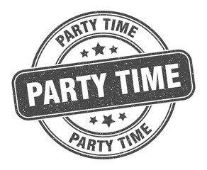 party time stamp. party time label. round grunge sign