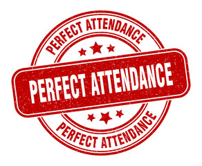 perfect attendance stamp. perfect attendance label. round grunge sign