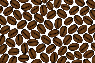 Coffee beans - brown and white vector pattern