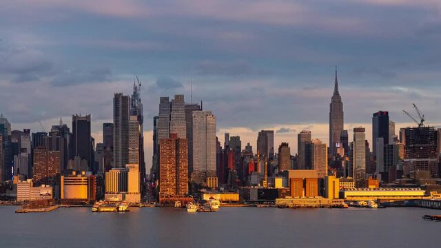 New York City skyline cityscape with architecture time lapse