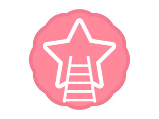 Way to succes icon concept. Stairs going intro a star. Achievement illustration. Vector.