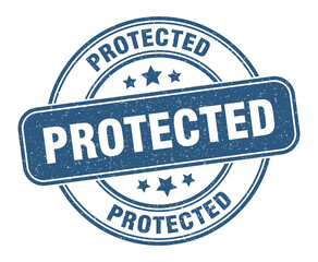 protected stamp. protected label. round grunge sign