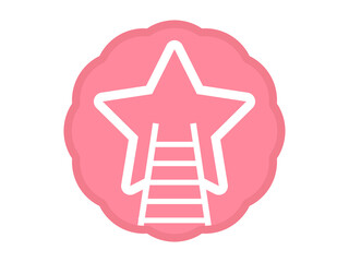 Way to succes icon concept. Stairs going intro a star. Achievement illustration. 