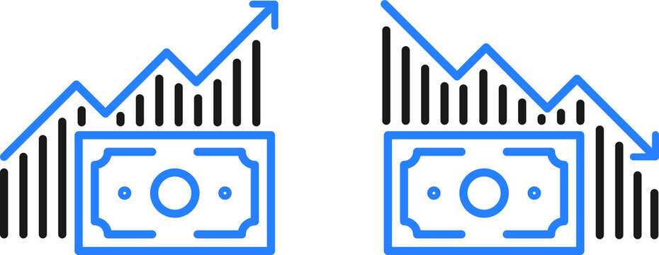 increase and decrease graph icon