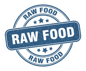 raw food stamp. raw food label. round grunge sign