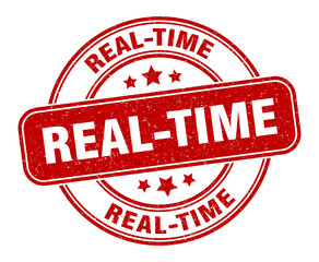 real-time stamp. real-time label. round grunge sign