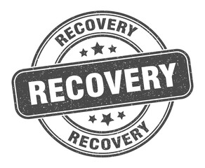 recovery stamp. recovery label. round grunge sign