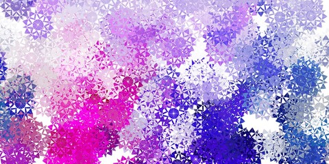 Light pink, blue vector background with christmas snowflakes.