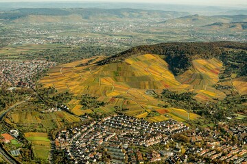 Luftaufnahme Weinberge im Herbst in Stuttgart
