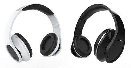 White and black modern wireless headphones - beauty shot