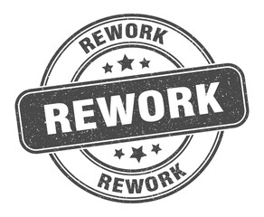 rework stamp. rework label. round grunge sign