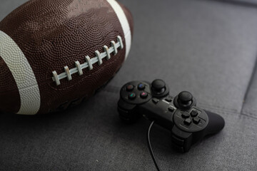 rugby ball and joystick for playing video games