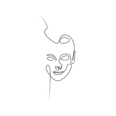 continuous line drawing face simple and clean