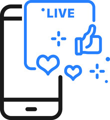 live icon. Live media streaming application for the phone, conference video calls with several people at the same time vector icon zoom