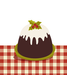 Traditional Christmas Pudding on tablecloth icon