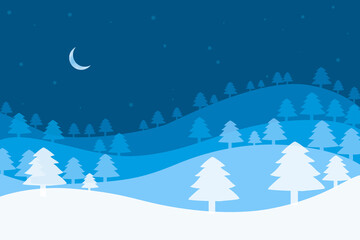 Obraz na płótnie Canvas Christmas background with Christmas trees and crescent on a blue background.