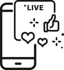 live icon. Live media streaming application for the phone, conference video calls with several people at the same time vector icon zoom