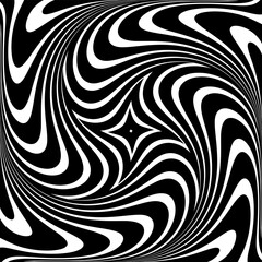 Illusion of swirl vortex movement. Abstract op art design.