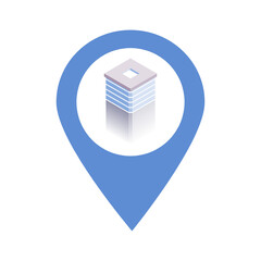 Blockchain location map pin pointer icon. Element of map point for mobile concept and web apps. Icon for website design and app development. Premium cube square, pentagon location. 