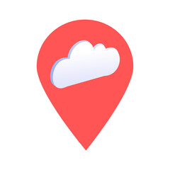 Cloud computing location map pin pointer icon. Element of map point for mobile concept and web apps. Icon for website design and app development. Premium cloudy weather location. 
