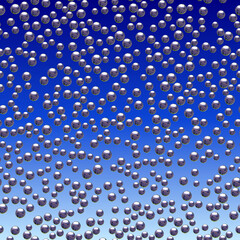 Silver spheres, background, water drops background