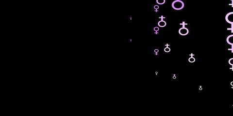 Dark Purple vector texture with women's rights symbols.