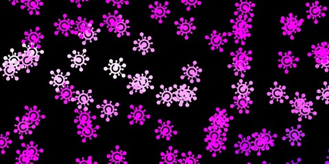 Dark purple, pink vector texture with disease symbols.