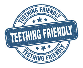 teething friendly stamp. teething friendly label. round grunge sign