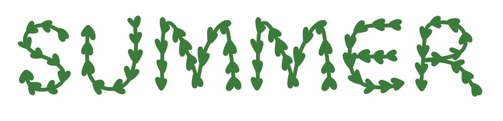 Inscription summer with planted floral letters