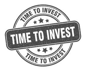 time to invest stamp. time to invest label. round grunge sign